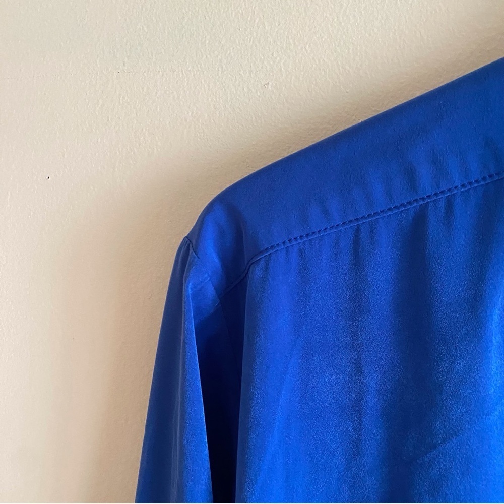 Vintage Tilley Silks Microfibre Button Down Blouse Woman Medium Blue Dopamine - Picture 4 of 14